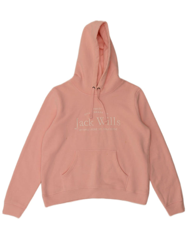 Jack Wills Γυναικείο γραφικό υπερμεγέθη κουκούλα UK 16 μεγάλο ροζ βαμβακερό