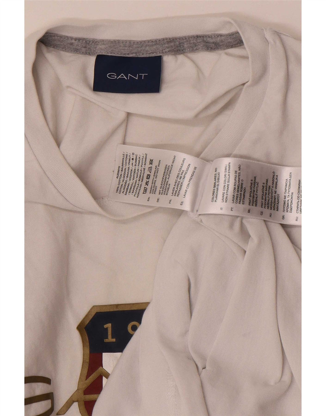 Ανδρικό γραφικό T-Shirt Gant Top από μεσαίο λευκό βαμβακερό