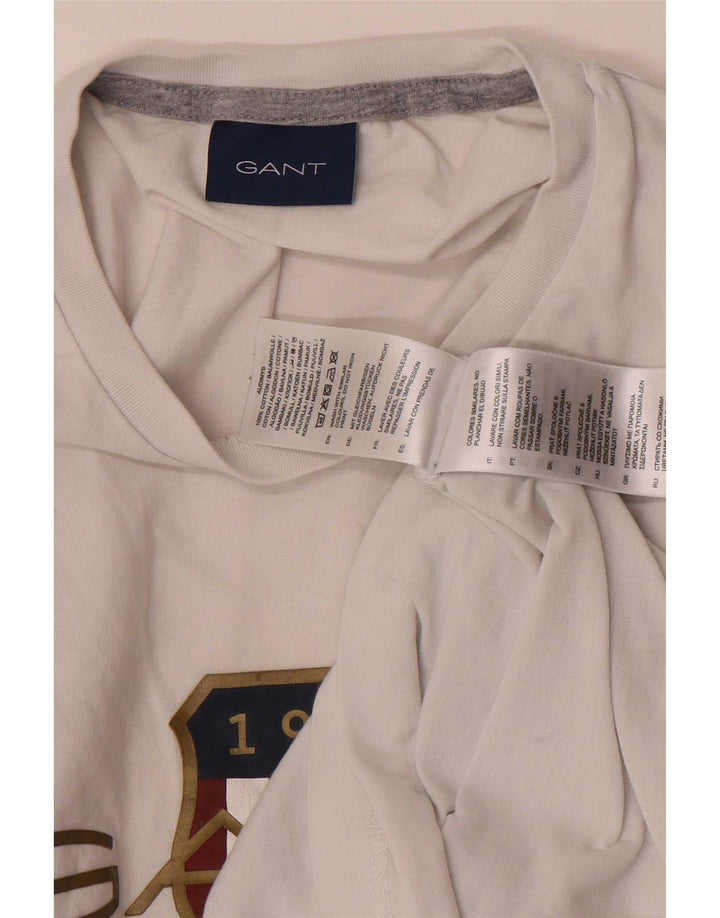 Ανδρικό γραφικό T-Shirt Gant Top από μεσαίο λευκό βαμβακερό