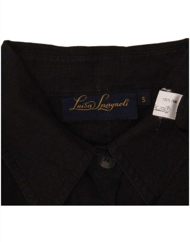 LUISA SPAGNOLI Γυναικείο πουκάμισο Oversized Μπλούζα UK 10 Small Black Flax