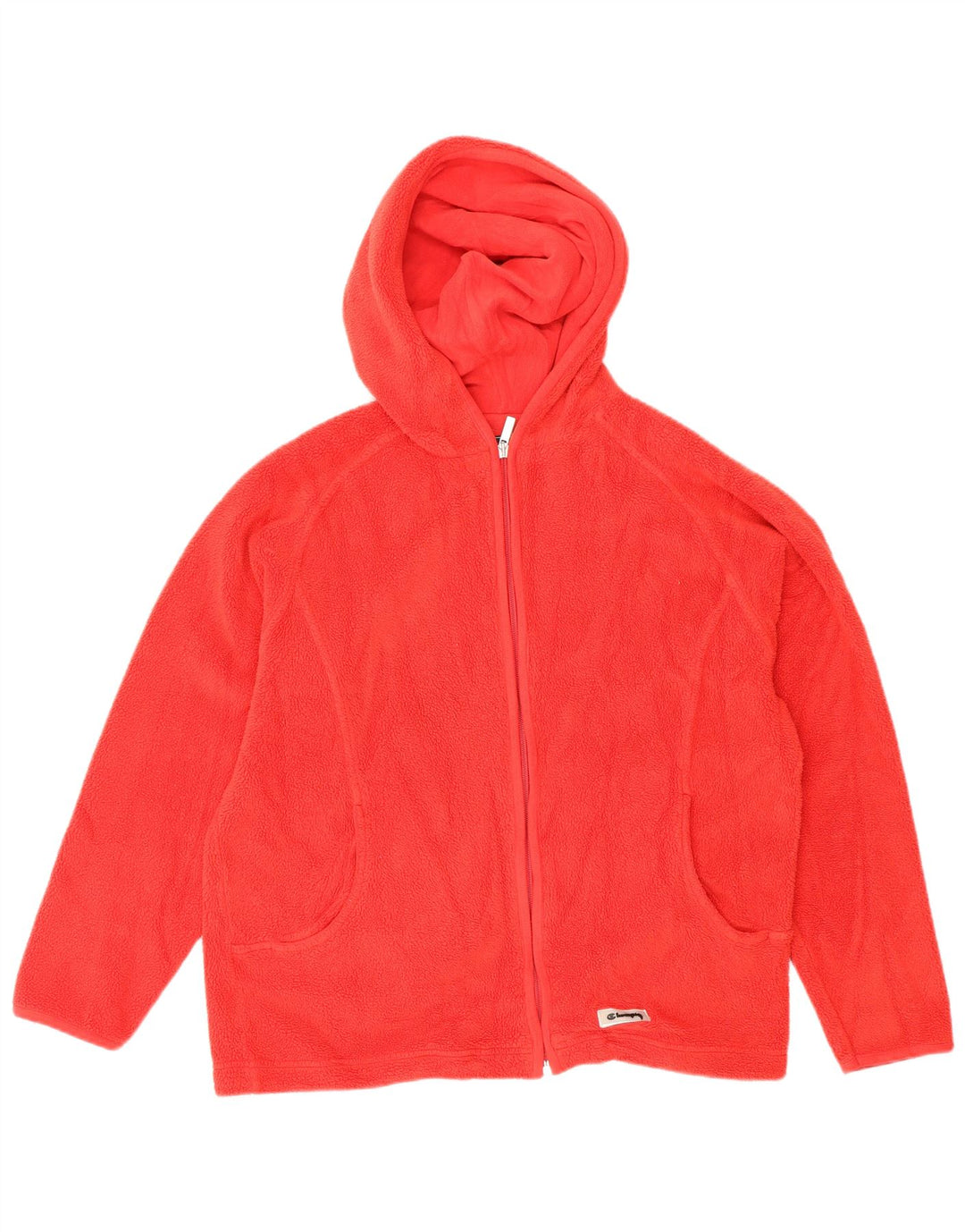 Champion Womens Hooded Fleece Jacket UK 14 Medium Red Polyester