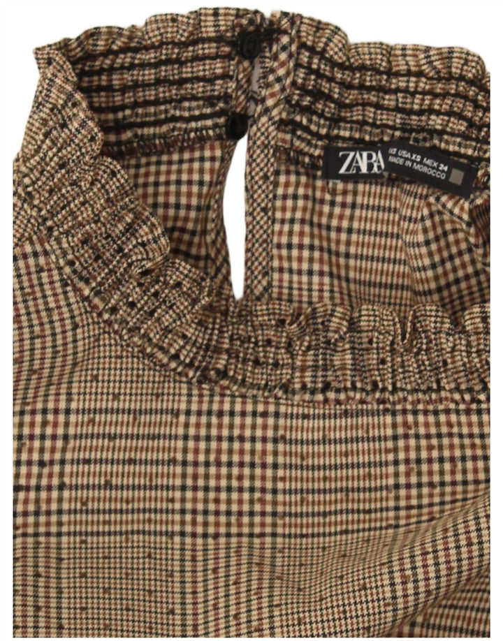 Zara Γυναικείο Βασικό Φόρεμα UK 6 XS Beige Houndstooth