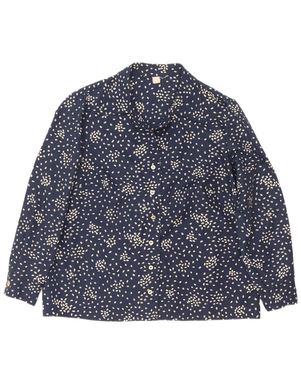 Vintage Womens Shirt Blouse UK 16 Large Navy Blue Spotted Polyester
