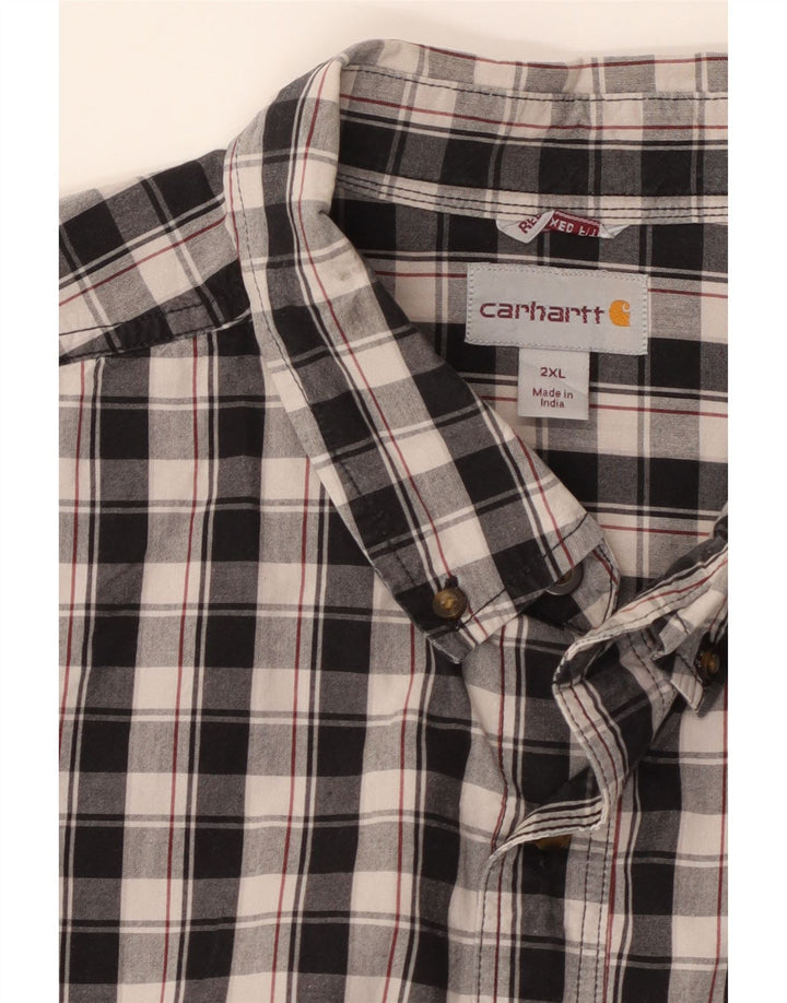 Ανδρικό κοντομάνικο πουκάμισο CARHARTT με χαλαρή εφαρμογή 2XL μαύρο καρό