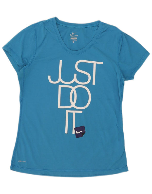 Γυναικείο γραφικό μπλουζάκι Nike Dri Fit τοπ UK 18 XL μπλε βαμβακερό