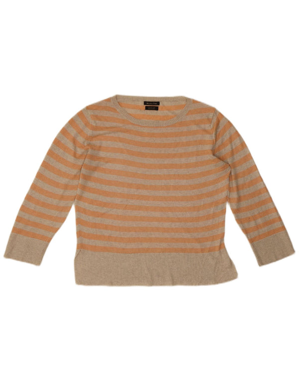 Massimo Dutti Γυναικείο πουλόβερ με λαιμόκαυστο UK 10 Small πορτοκαλί ριγέ