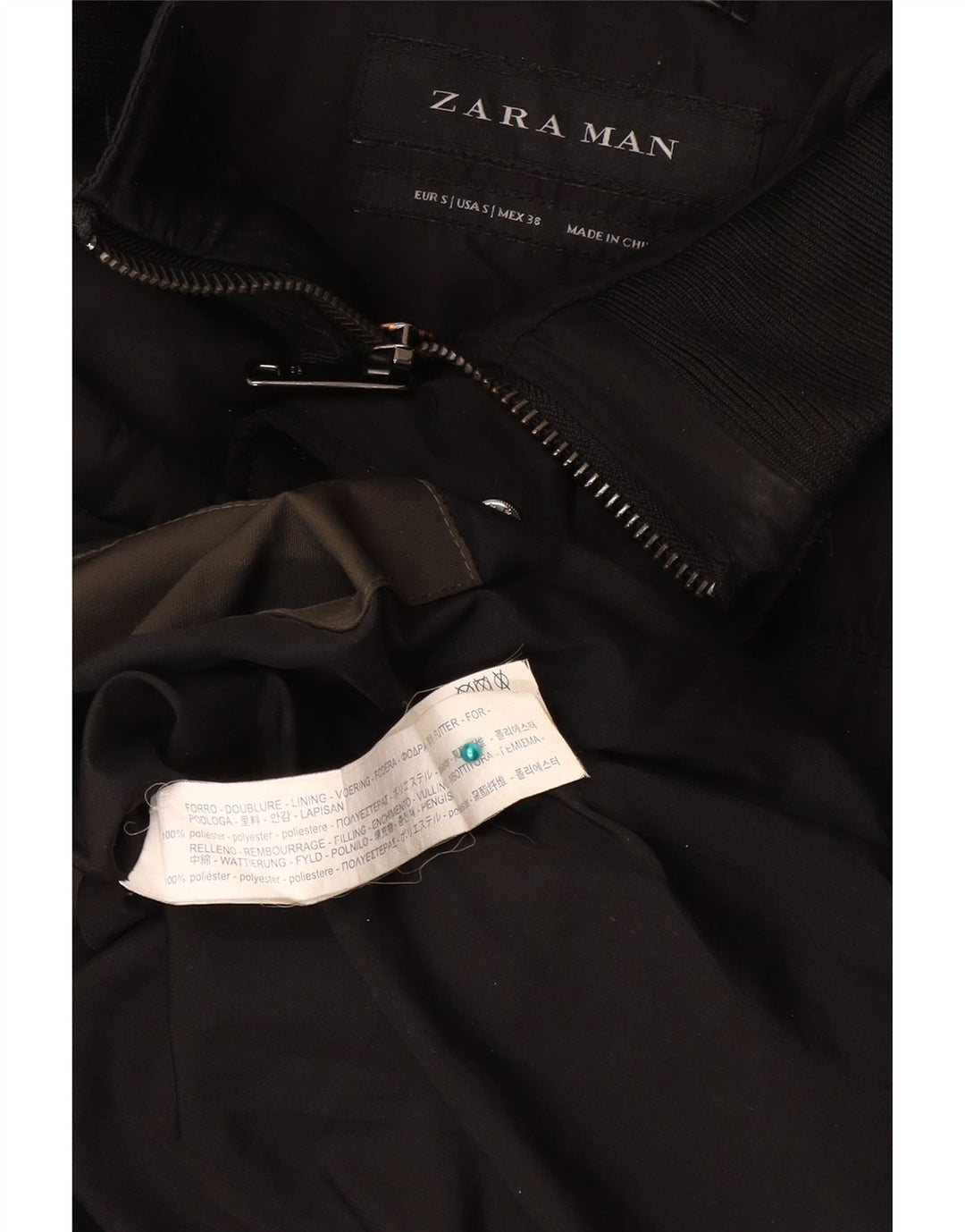 Zara Ανδρικό παλτό με κουκούλα UK 36 Small Black Polyester
