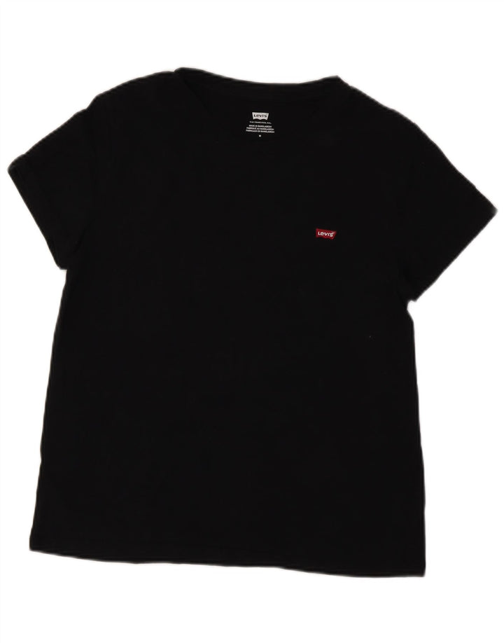 LEVI'S Γυναικείο T-Shirt Top UK 12 Μεσαίο μαύρο βαμβακερό