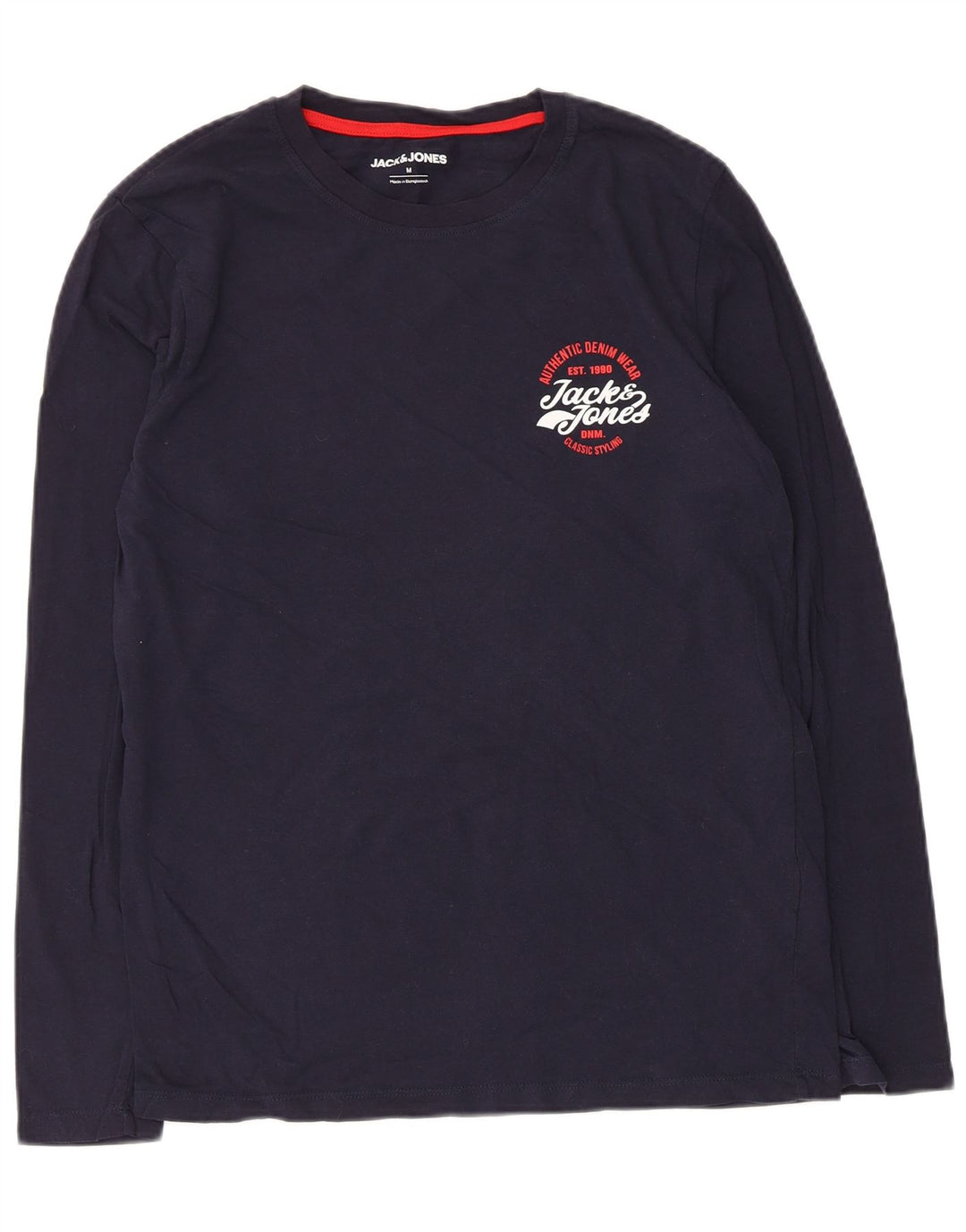 Ανδρικό μπλουζάκι Jack & Jones με μακρυμάνικο μεσαίο μπλε βαμβακερό