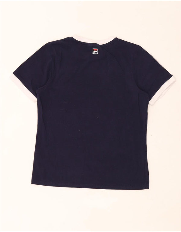 Fila Γυναικείο T-Shirt Top UK 14 Medium Navy Blue από βαμβάκι
