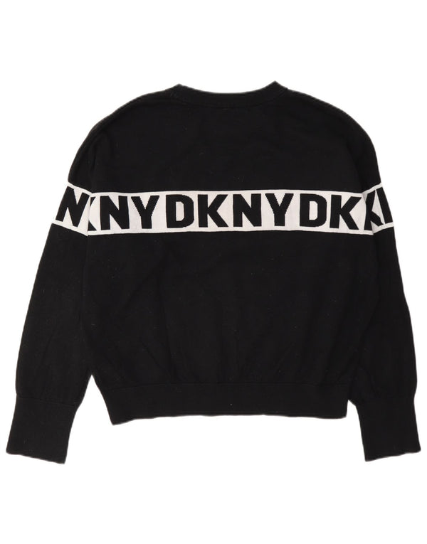 Γυναικείο γραφικό φούτερ Dkny Jumper UK 14 μεσαίο μαύρο βαμβακερό χρώμα