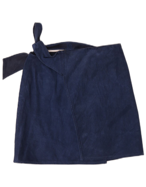 Vintage Γυναικεία Suede Mini Wrap Φούστα W32 Large Navy Blue