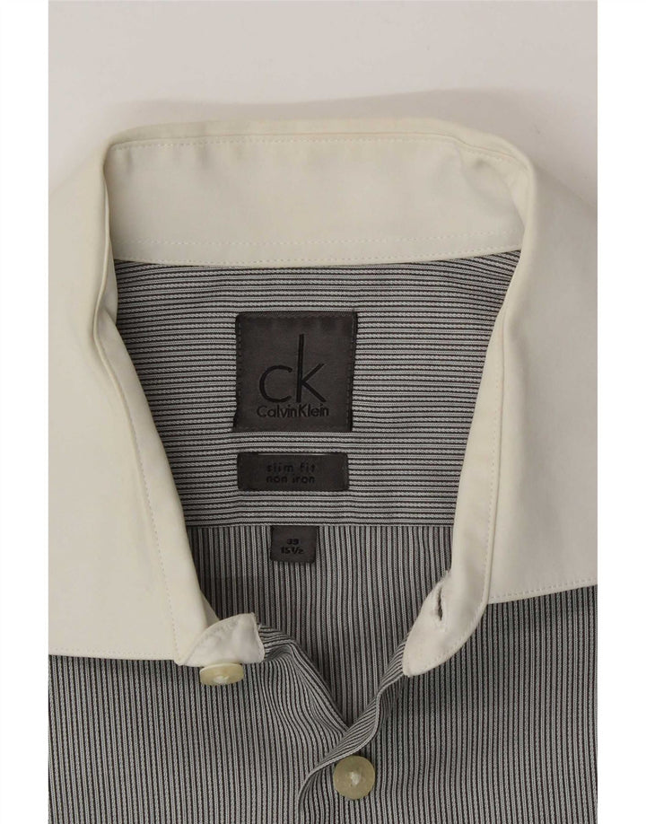 Calvin Klein Ανδρικό επίσημο πουκάμισο 39 15 1/2 Medium Grey Pinstripe
