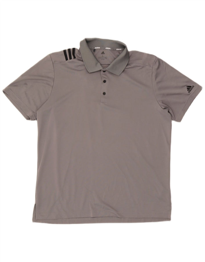 Ανδρικό πουκάμισο Adidas Polo με μεγάλο γκρι πολυεστέρα