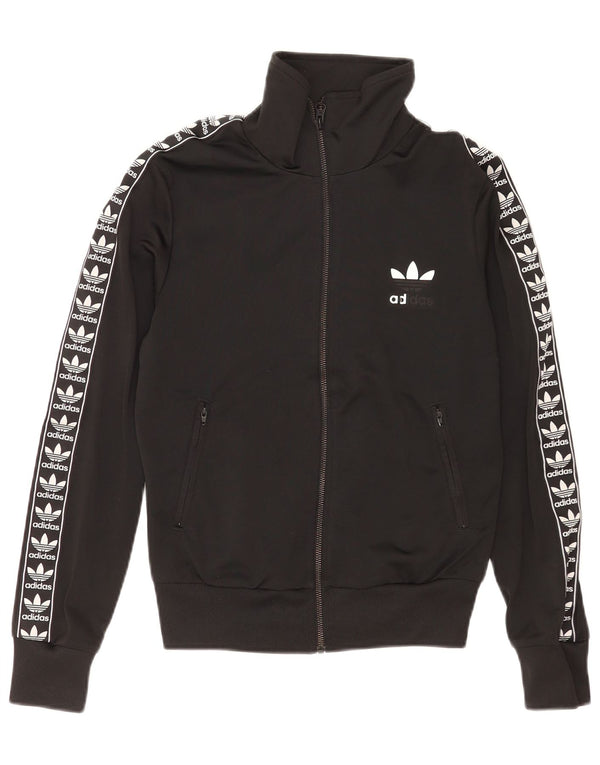 Γυναικεία αθλητική φόρμα γραφικών Adidas Top Jacket UK 10 Small Black Sports