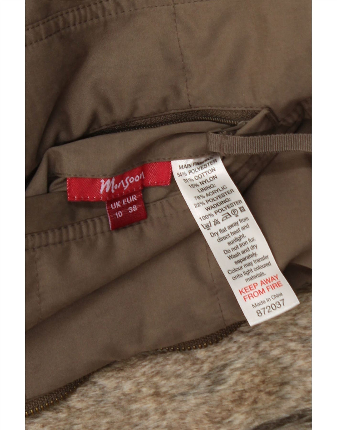 MONSOON Womens Reversible Gilet UK 10 Small Khaki Polyester Vintage Monsoon and Second-Hand Monsoon from Messina Hembry 