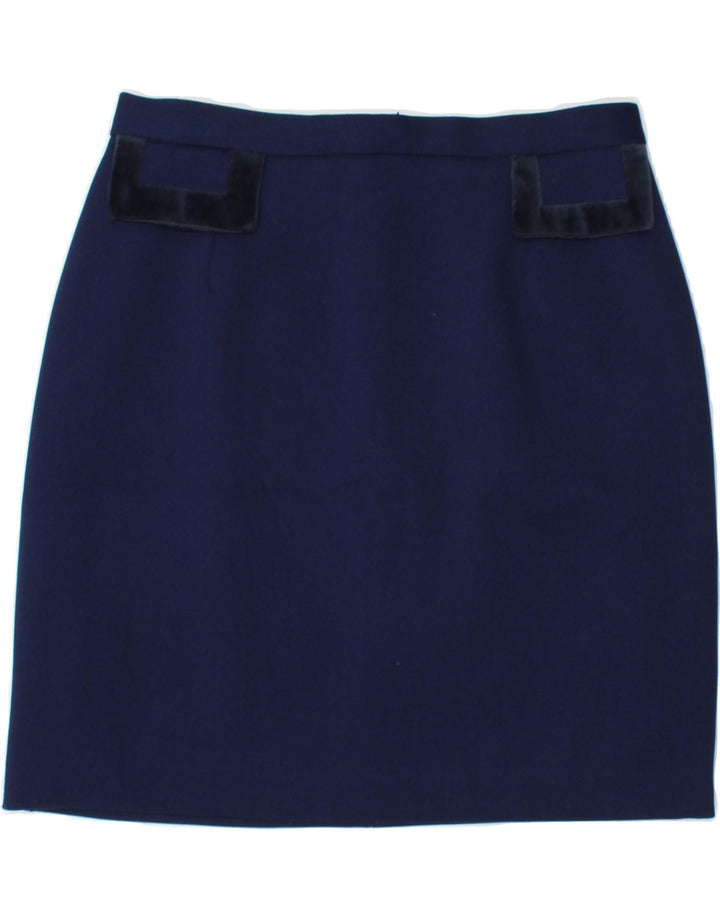 VINTAGE Womens Straight Skirt IT 44 Medium W28 Navy Blue Polyester Vintage Vintage and Second-Hand Vintage from Messina Hembry 
