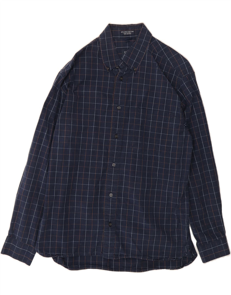 IZOD Mens Shirt Medium Navy Blue Check Cotton Vintage Izod and Second-Hand Izod from Messina Hembry 