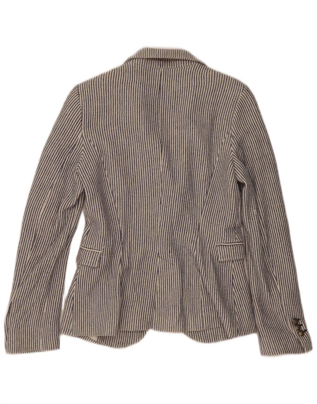 Zara Γυναικείο σακάκι 1 κουμπιού blazer UK 12 μεσαίο μπλε βαμβακερό pinstripe