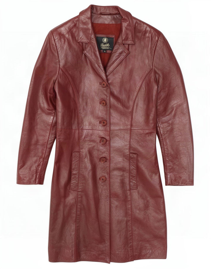 Heeli Γυναικείο Δερμάτινο Παλτό UK 12 Medium Burgundy