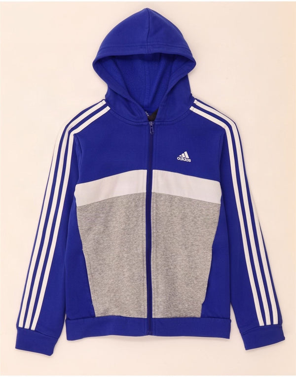Adidas Boys πουλόβερ με κουκούλα με φερμουάρ 11-12 ετών, μπλε χρώματος βαμβακερό