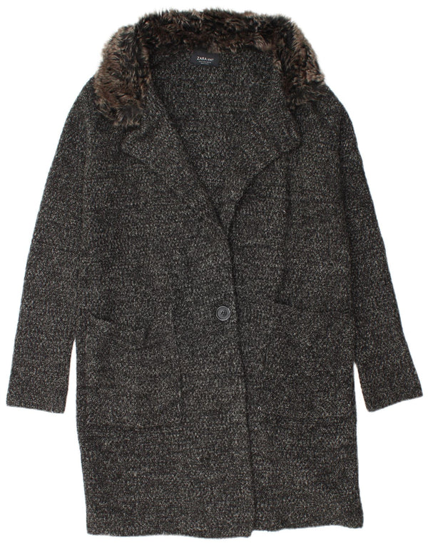 Zara γυναικείο πλεκτό πανωφόρι UK 10 Small Black flecked Acrylic