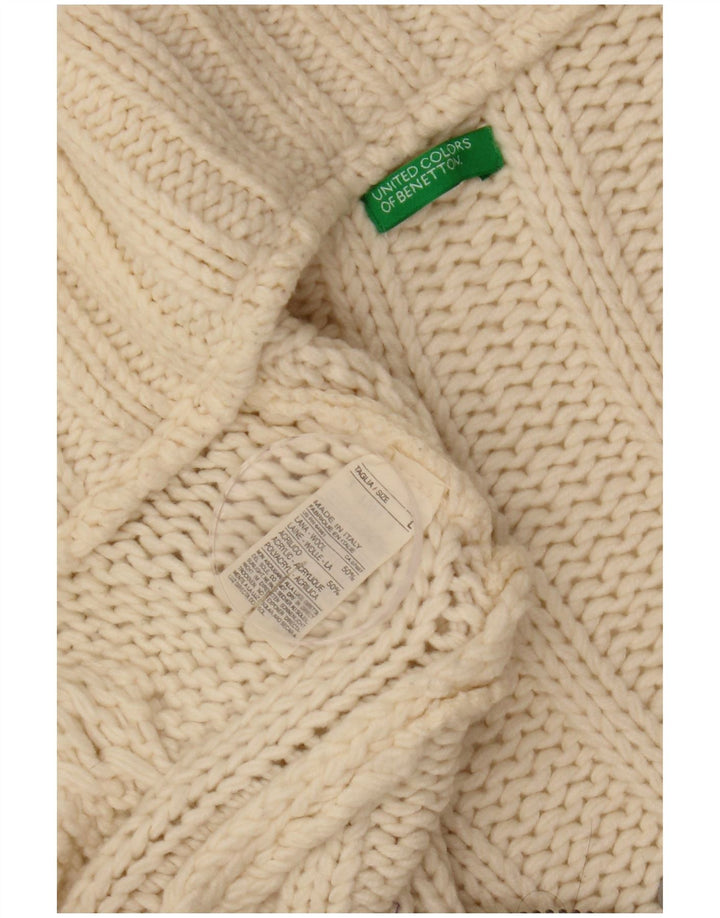 Γυναικεία ζακέτα Benetton UK 14 Large Off White Wool