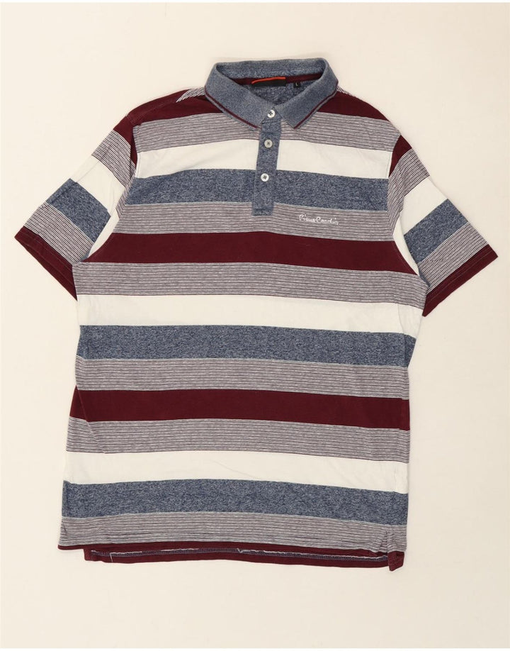 PIERRE CARDIN Mens Regular Fit Polo Shirt Large Multicoloured Striped Vintage Pierre Cardin and Second-Hand Pierre Cardin from Messina Hembry 