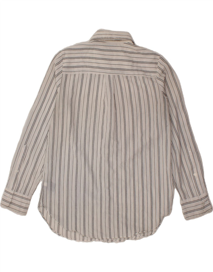 MOSSIMO Womens Shirt UK 14 Medium White Pinstripe Polyester Vintage Mossimo and Second-Hand Mossimo from Messina Hembry 