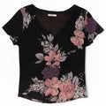 Marks & Spencer Γυναικεία Μπλούζα Τοπ UK 16 Large Black Floral Polyester