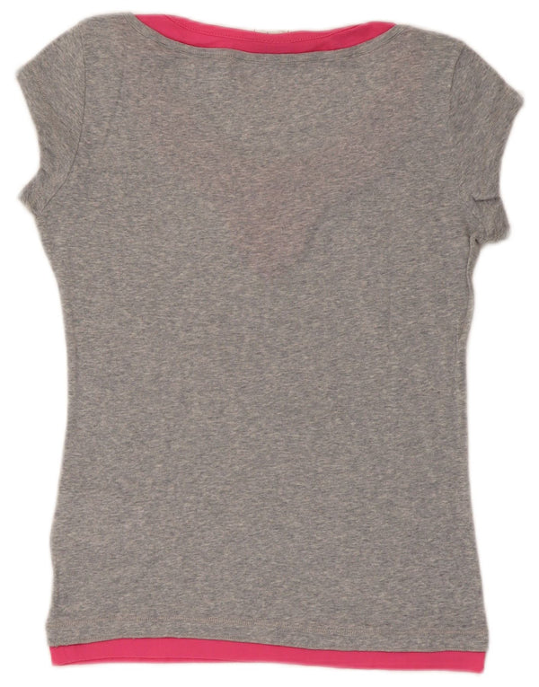 Champion Women Heritage Fit T-shirt Top UK 12 Medium Grey Colourblock