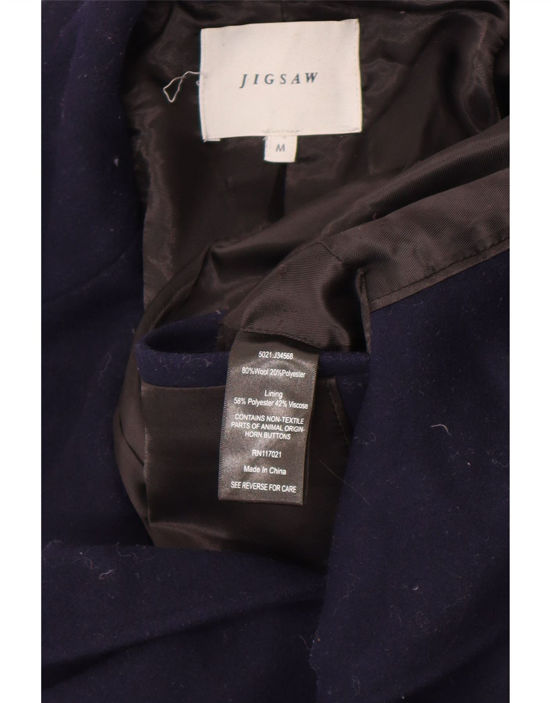 Ανδρικό πανωφόρι Jigsaw UK 38 Medium Navy Blue Wool