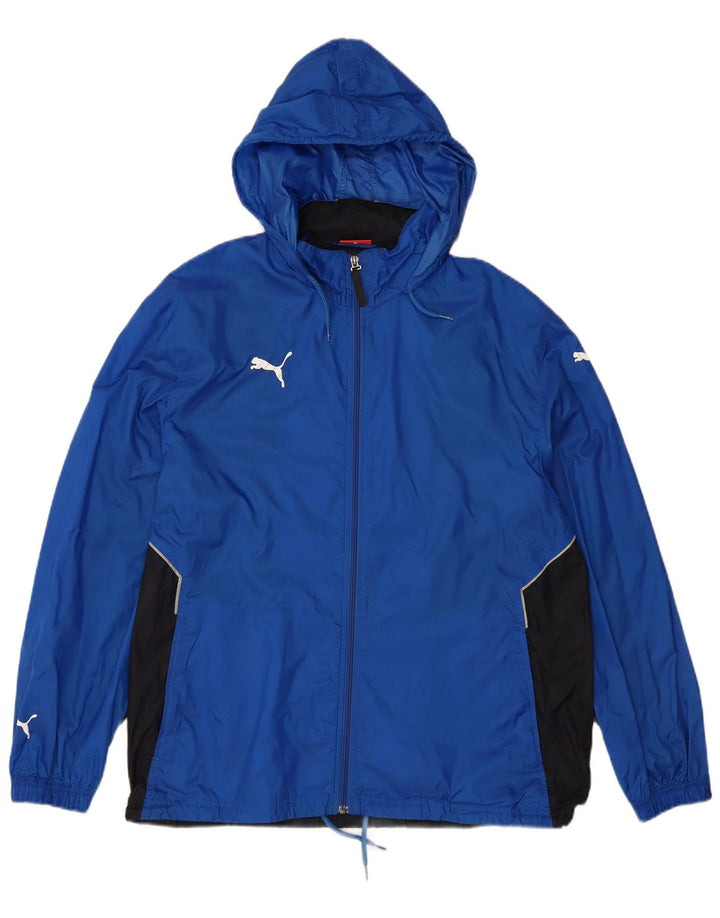 Ανδρικό μπουφάν βροχής με κουκούλα PUMA UK 38 Medium Blue Colourblock