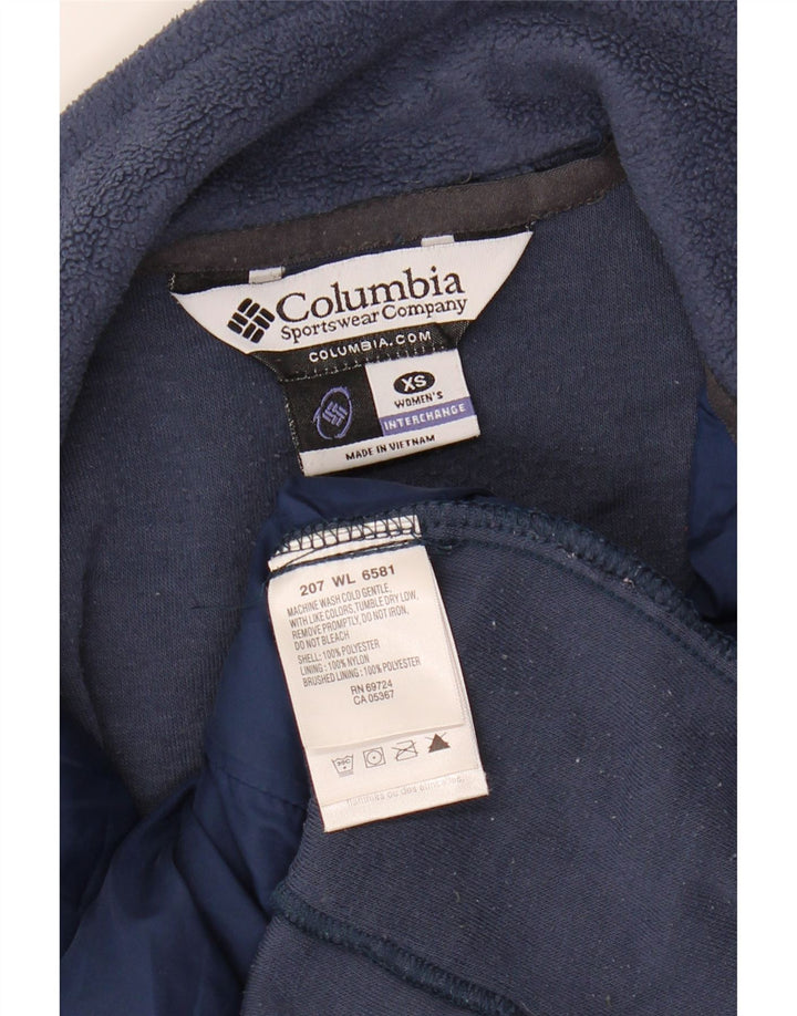 COLUMBIA Womens Fleece Jacket UK 6 XS Navy Blue Polyester