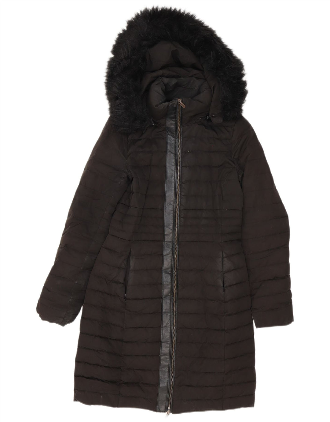 Zara Γυναικείο παλτό με κουκούλα Oversized UK 6 XS Μαύρο
