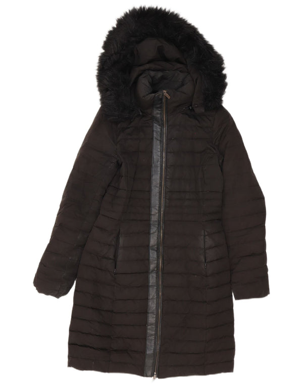 Zara Γυναικείο παλτό με κουκούλα Oversized UK 6 XS Μαύρο