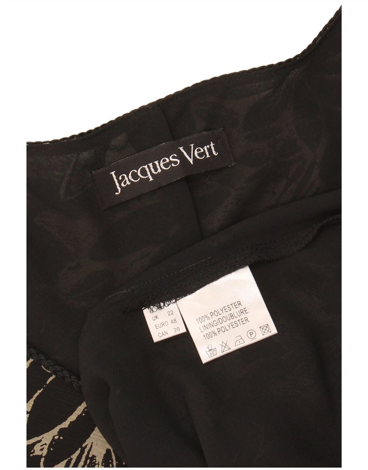 JACQUES VERT Womens A-Line Dress UK 22 3XL Black Floral Polyester