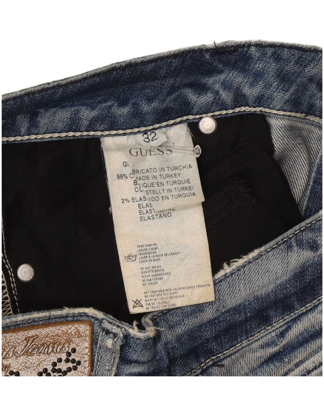 Guess Γυναικείο ίσιο τζιν W32 L27 Μπλε βαμβακερό