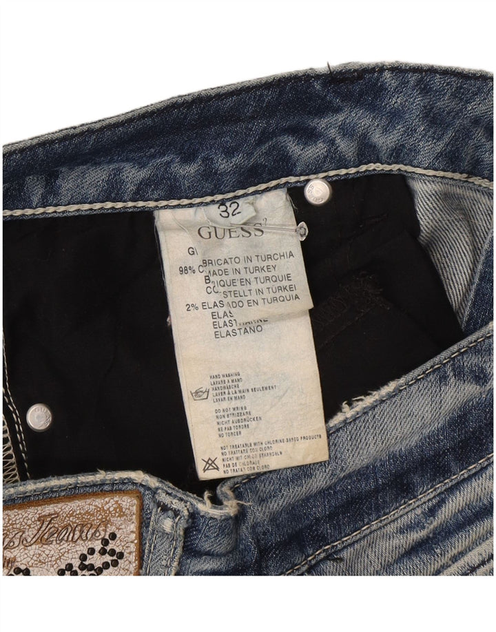Guess Γυναικείο ίσιο τζιν W32 L27 Μπλε βαμβακερό
