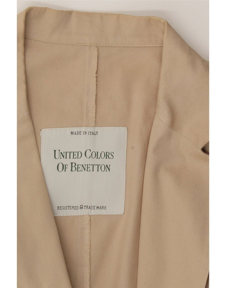 BENETTON Womens 2 Button Blazer Jacket UK 12 Medium Beige Cotton Vintage Benetton and Second-Hand Benetton from Messina Hembry 