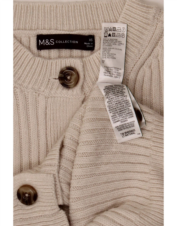 Marks & Spencer Γυναικεία Ζακέτα πουλόβερ UK 6 XS Λευκός Πολυεστέρας