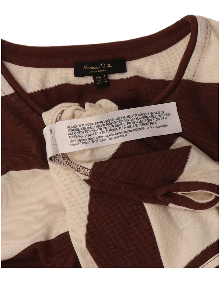 Massimo Dutti Ανδρικό τοπ μακρυμάνικο μικρό καφέ ριγέ βαμβακερό