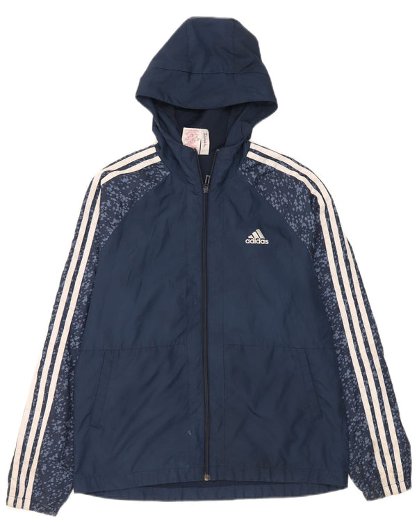 Κορυφαία φόρμα αθλητικής φόρμας Adidas Boys Hooded 13-14 Years Navy Blue Polyester