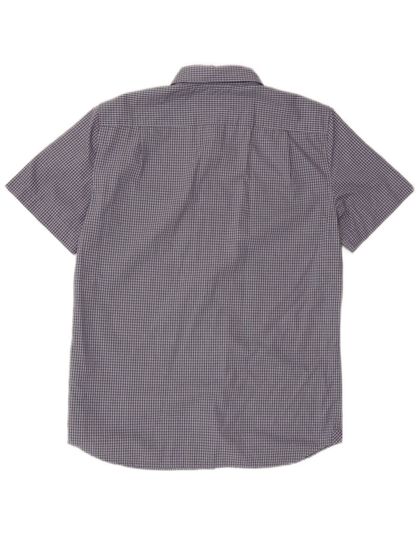 Ανδρικό κοντομάνικο πουκάμισο Lacoste νούμερο 40 Medium Navy Blue Check Cotton