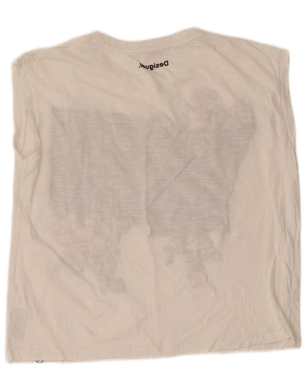 Desigual Γυναικείο Υπερμεγέθη Γραφικό Γιλέκο UK 6 XS Λευκό βαμβακερό