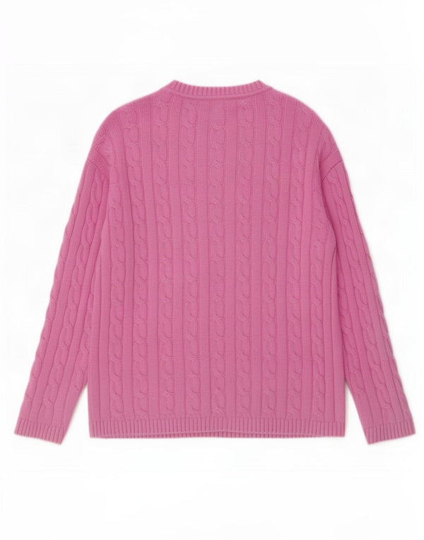 Crew Clothing Γυναικείο πουλόβερ με λαιμόκαυστο UK 14 μεγάλο ροζ βαμβακερό