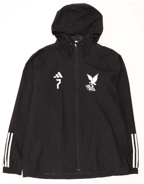 Ανδρικό μπουφάν βροχής με κουκούλα Adidas UK 42 XL μαύρο πολυεστέρα