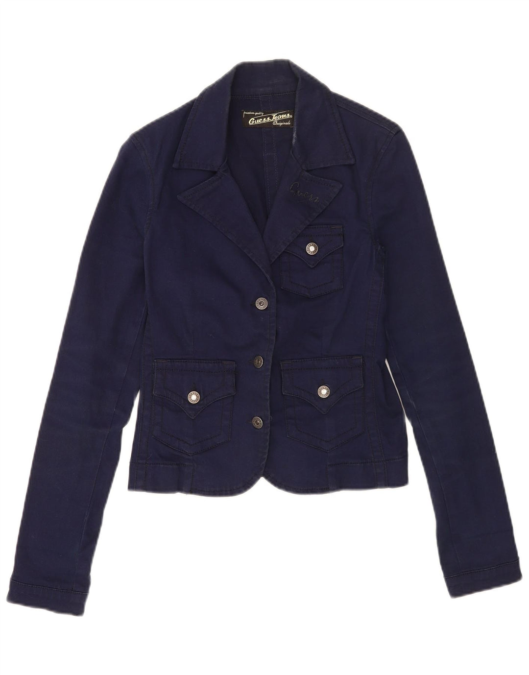 Guess Γυναικείο σακάκι με 3 κουμπιά UK 10 Small Navy Blue Cotton