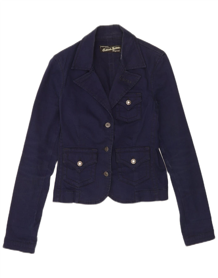 Guess Γυναικείο σακάκι με 3 κουμπιά UK 10 Small Navy Blue Cotton