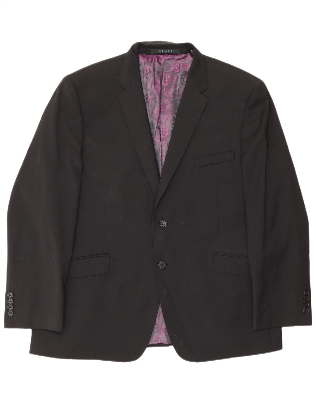 Ted Baker Ανδρικό σακάκι σακάκι με 2 κουμπιά σακάκι UK 46 3XL μαύρο μαλλί